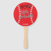 Peace Love Softbal Verjaardag Handwaaier (Achterkant)