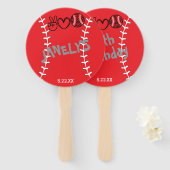 Peace Love Softbal Verjaardag Handwaaier (Voorkant en achterkant)