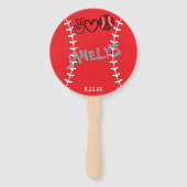 Peace Love Softbal Verjaardag Handwaaier (Voorkant)