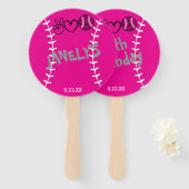 Peace Love Softbal Verjaardag Handwaaier (Voorkant en achterkant)