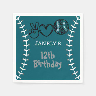 Peace Love Softbal Verjaardag Servet