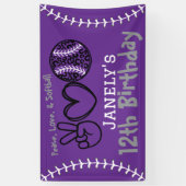 Peace Love Softbal Verjaardag Spandoek (Verticaal)