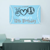 Peace Love Softbal Verjaardag Spandoek (Beurs)