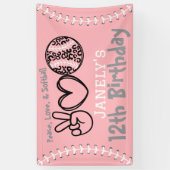 Peace Love Softbal Verjaardag Spandoek (Verticaal)