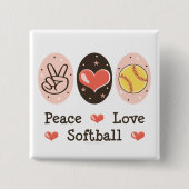 Peace Love Softball Button (Voorkant)
