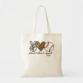 Peace Love Softball Cute Softball Lovers Tote Bag (Voorkant)