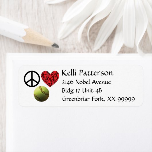 Peace Love Softball Etiket (Insitu)