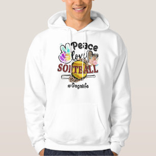Peace Love Softball Gaga Life Ma Grandma Leopard Hoodie