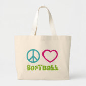 Peace Love Softball Grote Tote Bag (Voorkant)