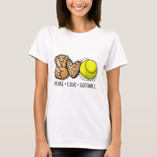 Peace Love Softball Ma Leopard Print Moederdag T-shirt