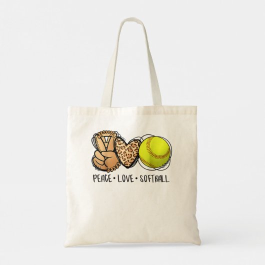 Peace Love Softball Ma Leopard Print Moederdag Tote Bag (Achterkant)