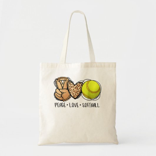 Peace Love Softball Ma Leopard Print Moederdag Tote Bag (Voorkant)