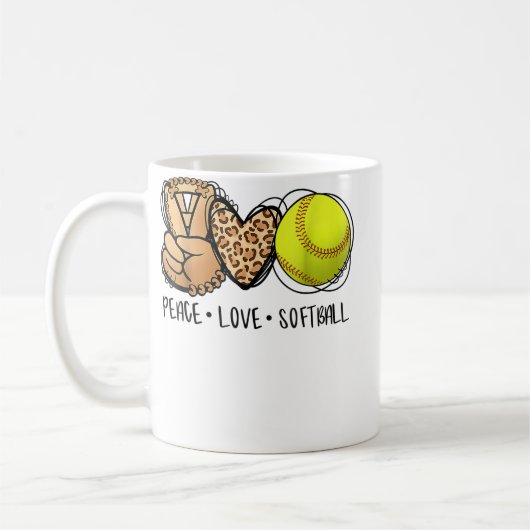 Peace Love Softball Mom Leopard Print Mother's Day Koffiemok (Links)