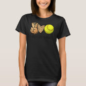 Peace Love Softball Moms Leopard Print Moeder Da T-shirt (Voorkant)