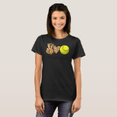 Peace Love Softball Moms Leopard Print Moeder Da T-shirt (Voorkant volledig)