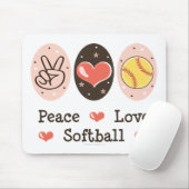 Peace Love Softball Mousepad Muismat (Met muis)