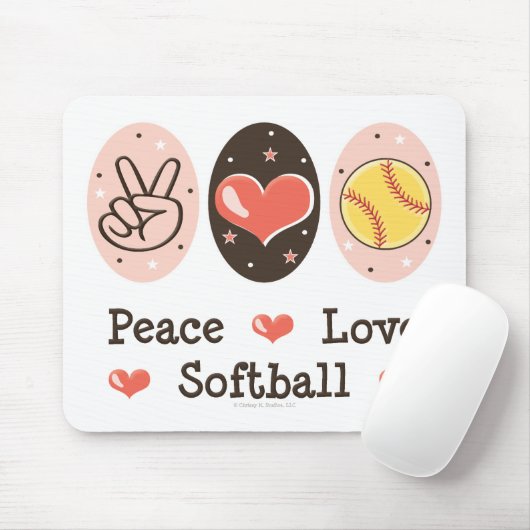 Peace Love Softball Mousepad Muismat (Met muis)