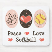 Peace Love Softball Mousepad Muismat (Voorkant)