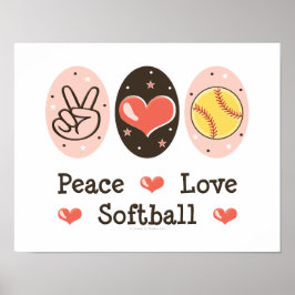 Peace Love Softball Poster Print