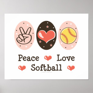 Peace Love Softball Poster Print