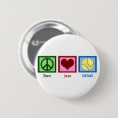 Peace Love Softball Ronde Button 5,7 Cm (Voorkant /achterkant)
