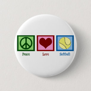 Peace Love Softball Ronde Button 5,7 Cm