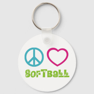 Peace Love Softball Sleutelhanger