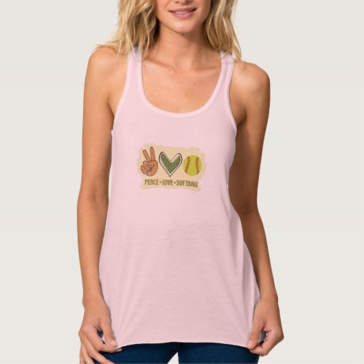 Peace Love Softball Tanktop (Voorkant)