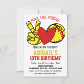 Peace Love Softball Uitnodiging (Voorkant)