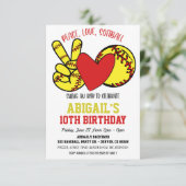 Peace Love Softball Uitnodiging (Staand voorkant)
