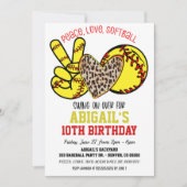 Peace Love Softball Uitnodiging (Voorkant)