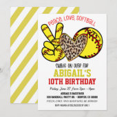 Peace Love Softball Uitnodiging (Voorkant / Achterkant)