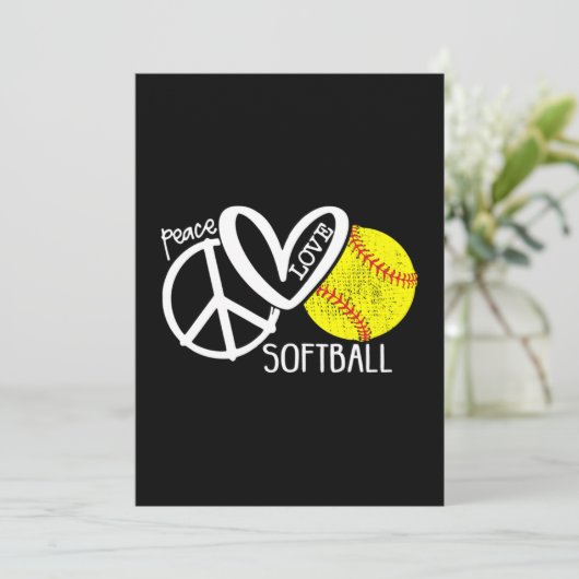 Peace Love Softball Vector SKY Bedankkaart (Staand voorkant)