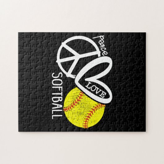 Peace Love Softball Vector SKY Legpuzzel (Horizontaal)