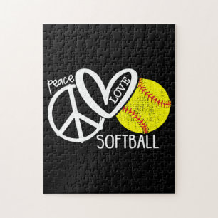 Peace Love Softball Vector SKY Legpuzzel