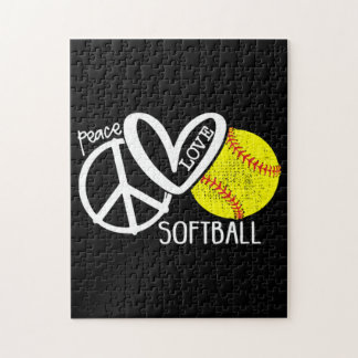 Peace Love Softball Vector SKY Legpuzzel
