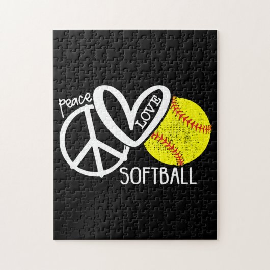 Peace Love Softball Vector SKY Legpuzzel (Verticaal)