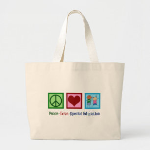 Peace Love Special Education Grote Tote Bag