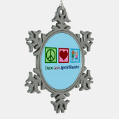 Peace Love Special Education Teacher Tin Sneeuwvlok Ornament (Links)