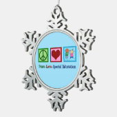 Peace Love Special Education Teacher Tin Sneeuwvlok Ornament (Rechts)
