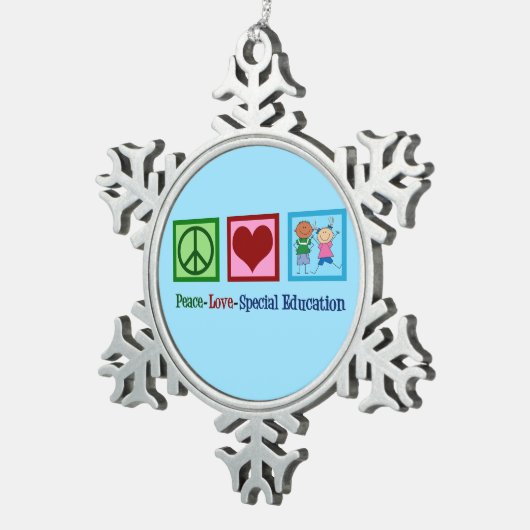Peace Love Special Education Teacher Tin Sneeuwvlok Ornament (Rechts)