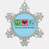 Peace Love Special Education Teacher Tin Sneeuwvlok Ornament (Voorkant)