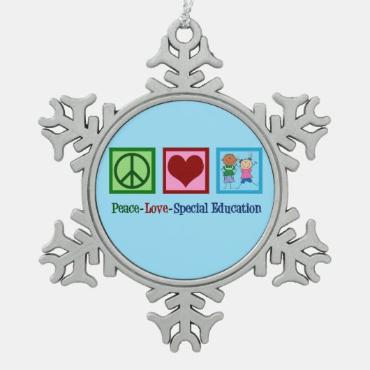Peace Love Special Education Teacher Tin Sneeuwvlok Ornament (Voorkant)
