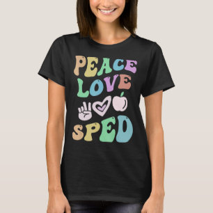 PEACE LOVE SPED Retro Special Education Groovy Sch T-shirt