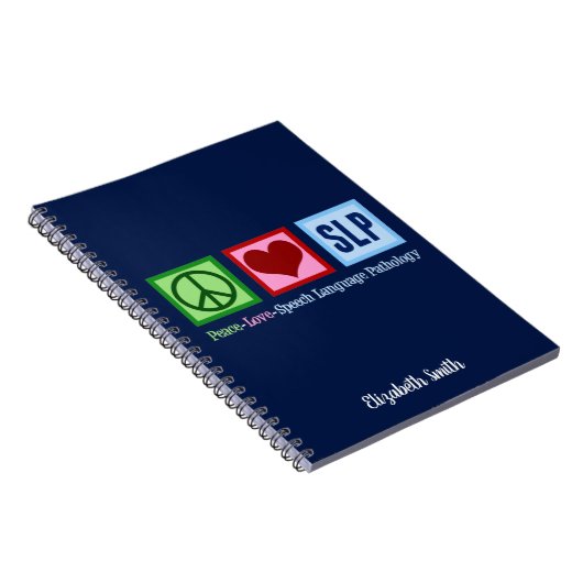 Peace Love Speech Language Pathology SLP Custom Notitieboek (Rechterzijde)