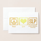 Peace Love Speech Pathology Holiday Gold Foil Kaar Folie Kaarten (Voorkant met envelop)