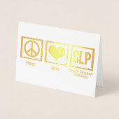 Peace Love Speech Pathology Holiday Gold Foil Kaar Folie Kaarten (Voorkant)