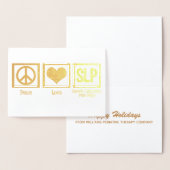 Peace Love Speech Pathology Holiday Gold Foil Kaar Folie Kaarten (Display)