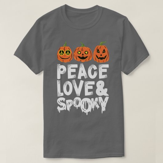 Peace Love & Spooky Halloween Pumpkins Jack O Lant T-shirt (Design voorkant)