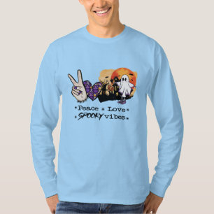 PEACE LOVE SPOOKY VIBES GIFT IDEA FOR HALLOEEN T-SHIRT